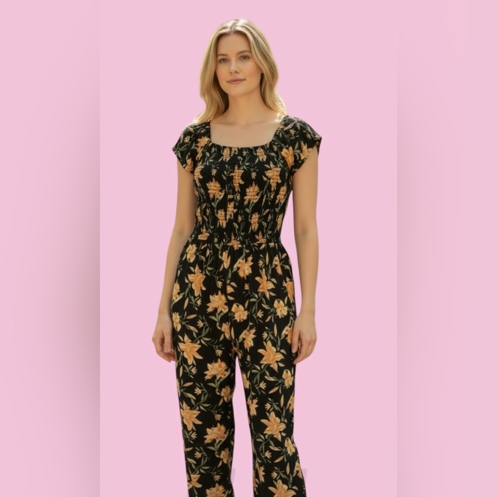 Floral Black Jumpsuit